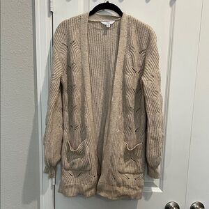 Time and Tru Beige Open Front Cardigan